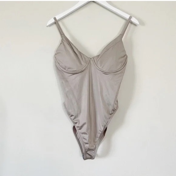 NWOT Good American Swim  Shine Show Off One Piece Color Mink - Picture 2 of 12